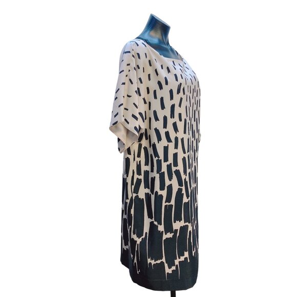 Tahari Arthur S. Levine Black & Cream Print Dress Size 16 - Picture 3 of 5